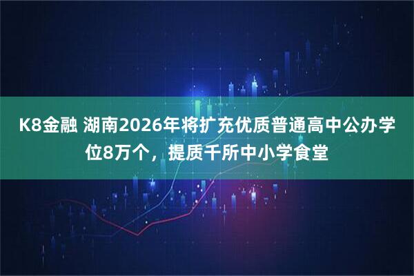 K8金融 湖南2026年将扩充优质普通高中公办学位8万个，提质千所中小学食堂
